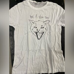 NWT Rare, One Teaspoon, Have a nice day, shirt, white, size small